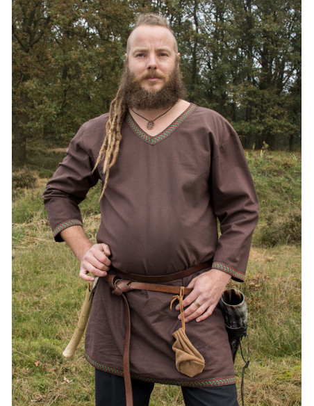 Tunique viking en coton, marron