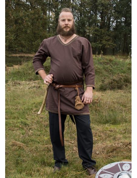 Tunique viking en coton, marron