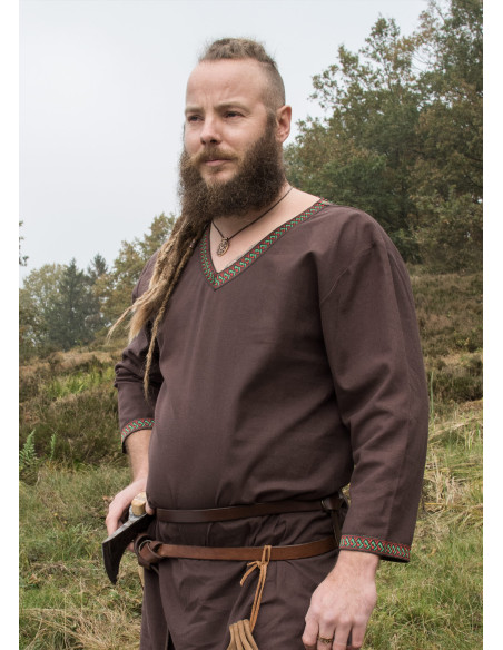 Tunique viking en coton, marron
