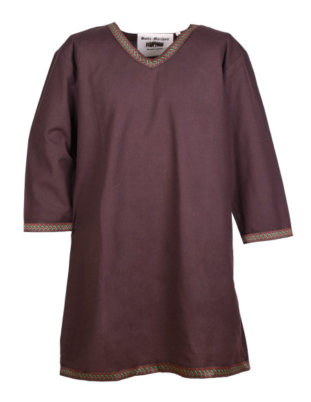 Tunique viking en coton, marron