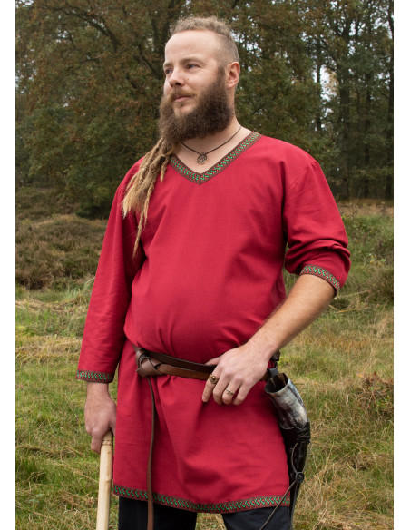 Tunique Viking en coton, rouge