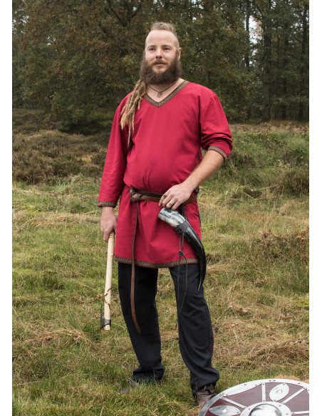 Tunique Viking en coton, rouge