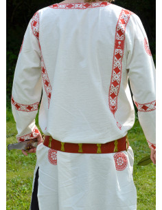 Tunique romaine à manches longues avec broderie rouge 2