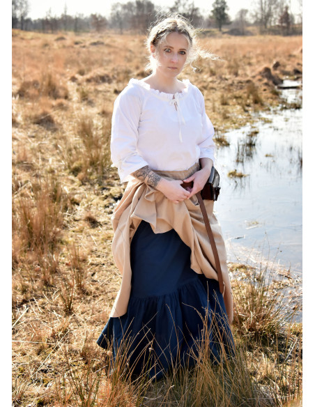 Jupe médiévale à coupe large, marron...