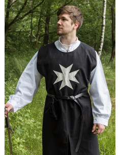 Tabard médiéval des chevaliers Hospitaliers, noir blanc