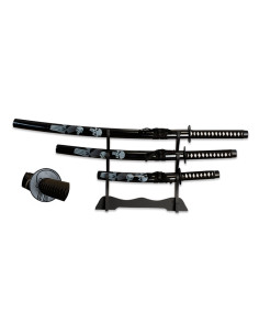 Ensemble katana, wakizashi et tanto Punisher avec support