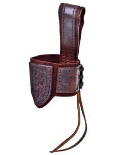 Tahalí pour cor en cuir et daim, marron foncé