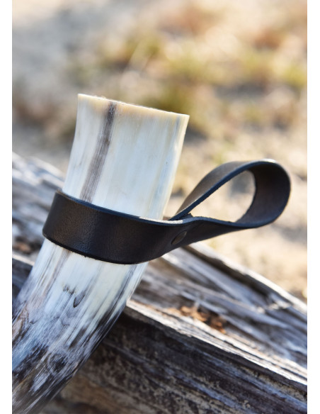 Tahalí simple pour cor en cuir, noir