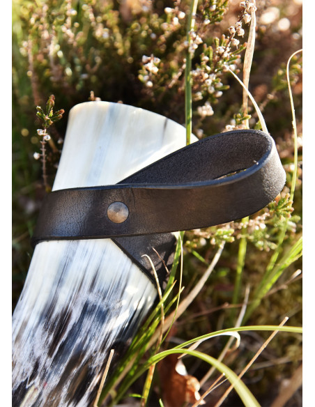 Tahalí simple pour cor en cuir, noir