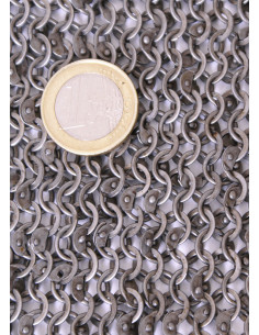 Pièce de cotte de mailles de 20 x 20 cm, anneaux bordés 2