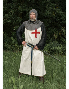 Tabard templier en laine avec croix rouge