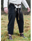 Pantalon médiéval en laine à lacets, couleur noire