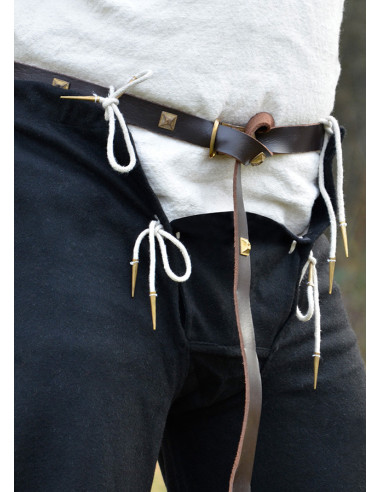 Pantalon médiéval en laine à lacets, couleur noire