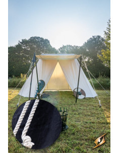 Tente médiévale noire pour guerriers intrépides, 3 x 5 mts.