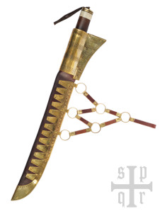 Couteau viking long type Seax, acier Damas 2