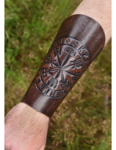 Bracelet en cuir avec gravure Vegvísir 2