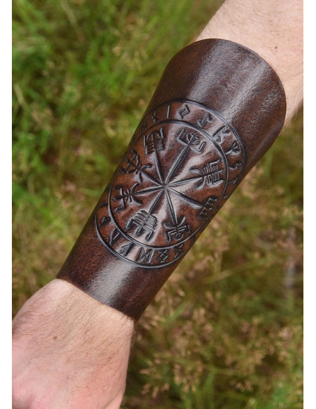 Bracelet en cuir avec gravure Vegvísir