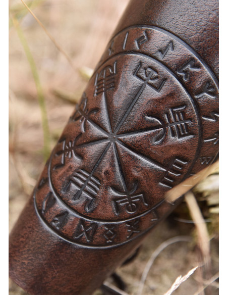 Bracelet en cuir avec gravure Vegvísir