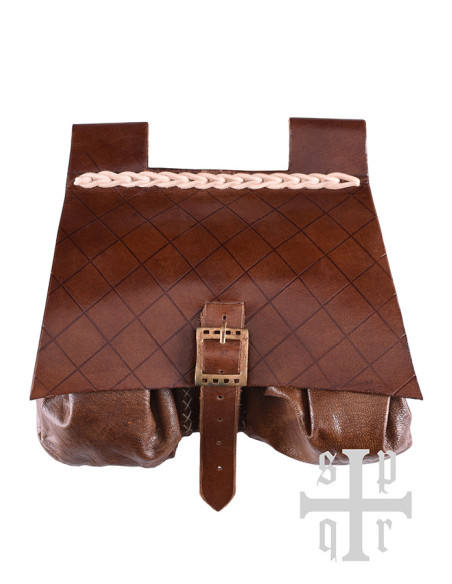 Sac en cuir médiéval, XIVe siècle,...