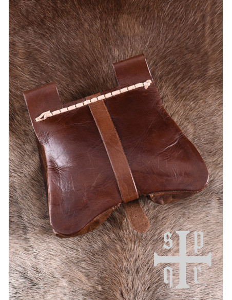 Sac en cuir médiéval, XIVe siècle,...