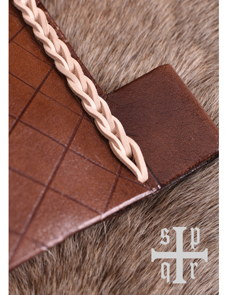 Sac en cuir médiéval, XIVe siècle,...