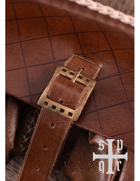 Sac en cuir médiéval, XIVe siècle,...