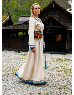 Robe viking modèle Lagertha, bicolore bleu naturel 2