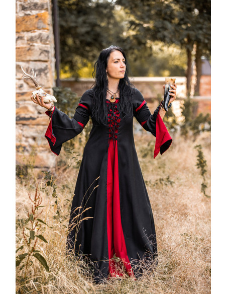 Robe médiévale femme Noir-Rouge