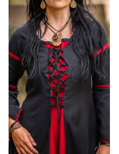 Robe médiévale femme Noir-Rouge 2