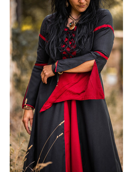 Robe médiévale femme Noir-Rouge