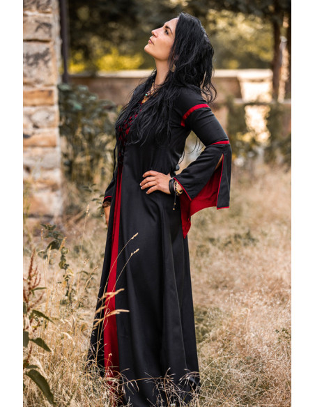 Robe médiévale femme Noir-Rouge