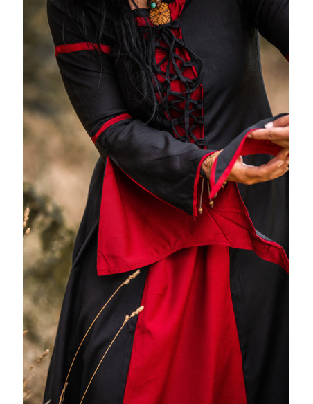 Robe médiévale femme Noir-Rouge