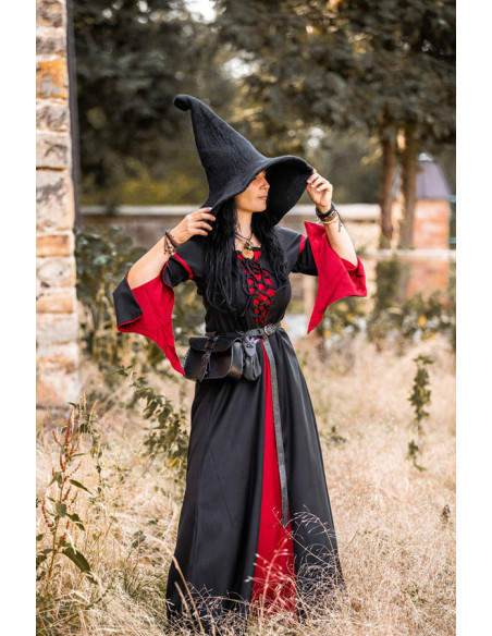 Robe médiévale femme Noir-Rouge