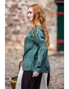 Chemisier médiéval classique modèle Emma, couleur verte 2