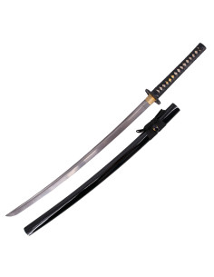 Katana fonctionnelle avec lame en acier damassé et...