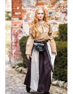 Jupe médiévale modèle Diana, naturel marron-blanc