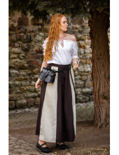 Jupe médiévale modèle Diana, naturel marron-blanc 2