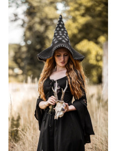 Chapeau de sorcière modèle étoile, couleur noir
