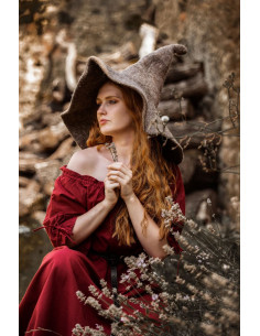 Chapeau de sorcière modèle Glinda, couleur marron naturel
