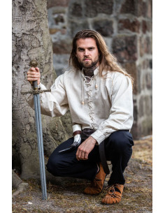 Chemise médiévale à nouer modèle Dagwin, blanc naturel 2