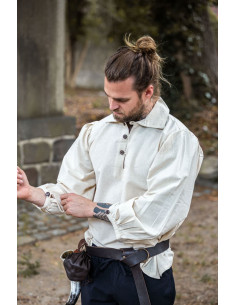Chemise médiévale modèle Ferdinand, blanc naturel