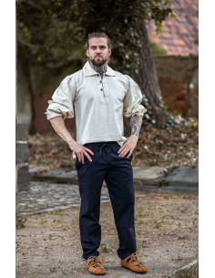 Chemise médiévale modèle Ferdinand, blanc naturel 2