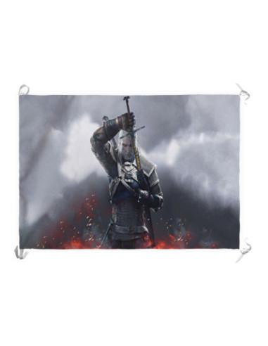 Bannière-Drapeau Geralt de Riv, The Witcher III Wildhunt (70x100 cms.)
 Matériel-Satin