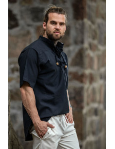Chemise médiévale à manches courtes avec liens, couleur...