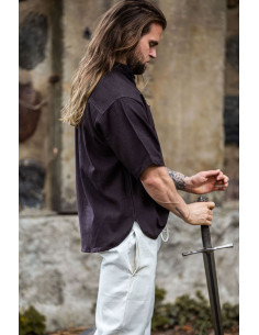 Chemise médiévale à manches courtes avec liens, marron 2