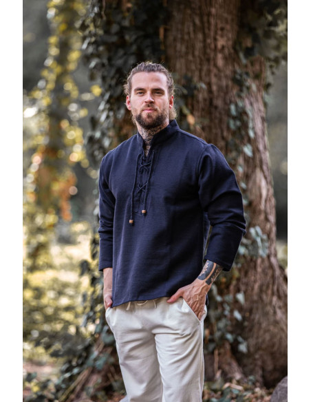 Chemise médiévale épaisse à lacets,...