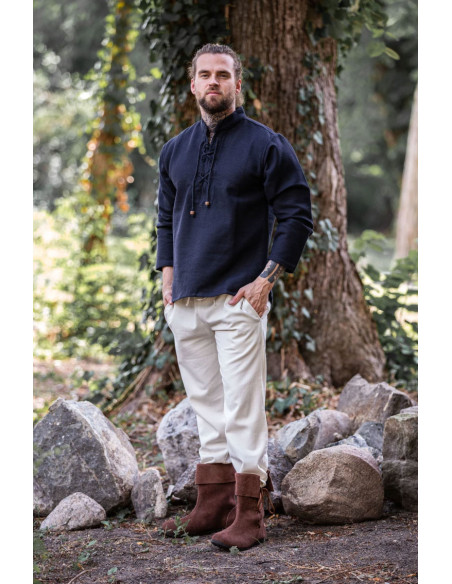 Chemise médiévale épaisse à lacets,...