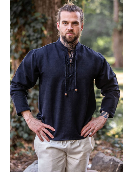 Chemise médiévale épaisse à lacets,...