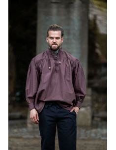 Chemise médiévale large à nouer, couleur marron 2