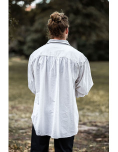 Chemise pirate col montant modèle James, couleur blanche 2